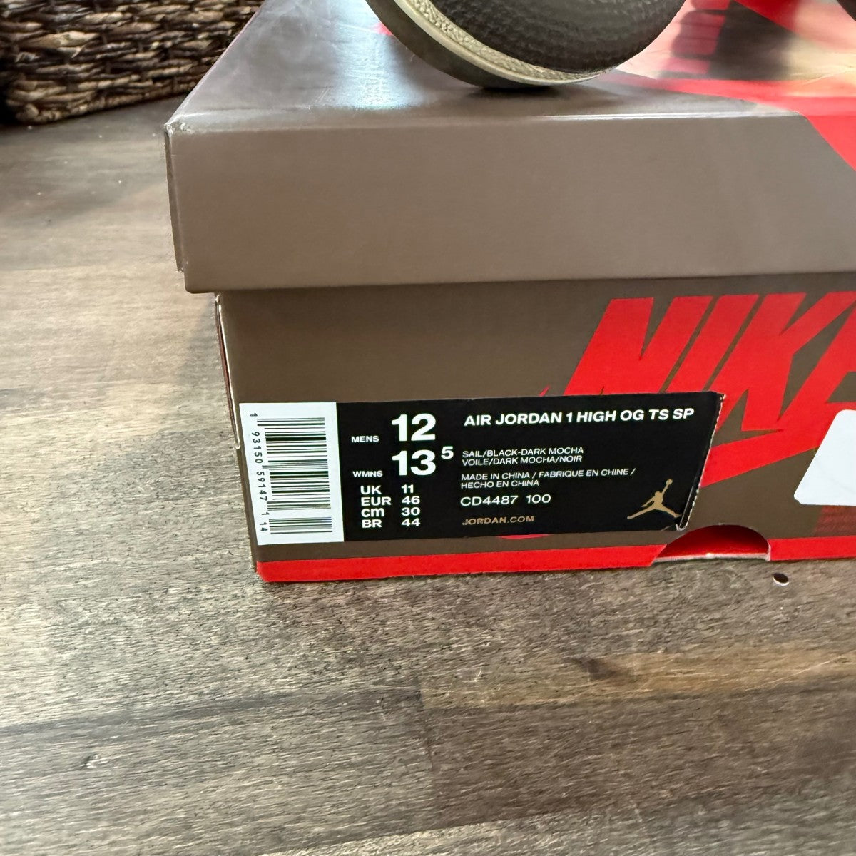 Jordan 1 Retro High OG SP Travis Scott Mocha Size 12 (Pre-Owned) - Image 6
