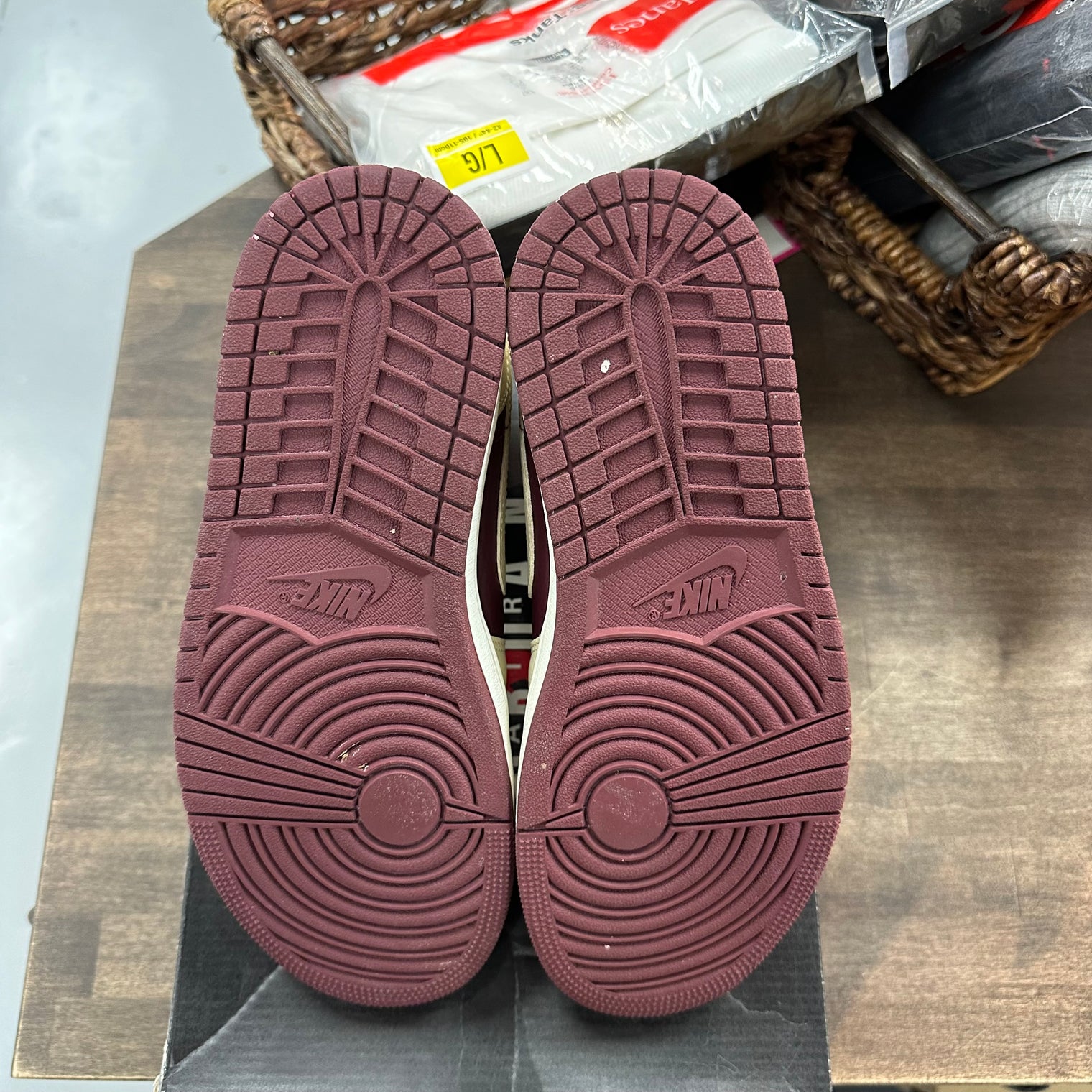 Split Beach Cherrywood Red Jordan 1 Mid (W) (USED, Replacement Box)