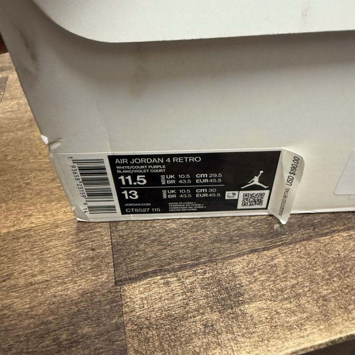 Jordan 4 Retro Metallic Purple Size 11.5 (Pre-Owned) - Image 6