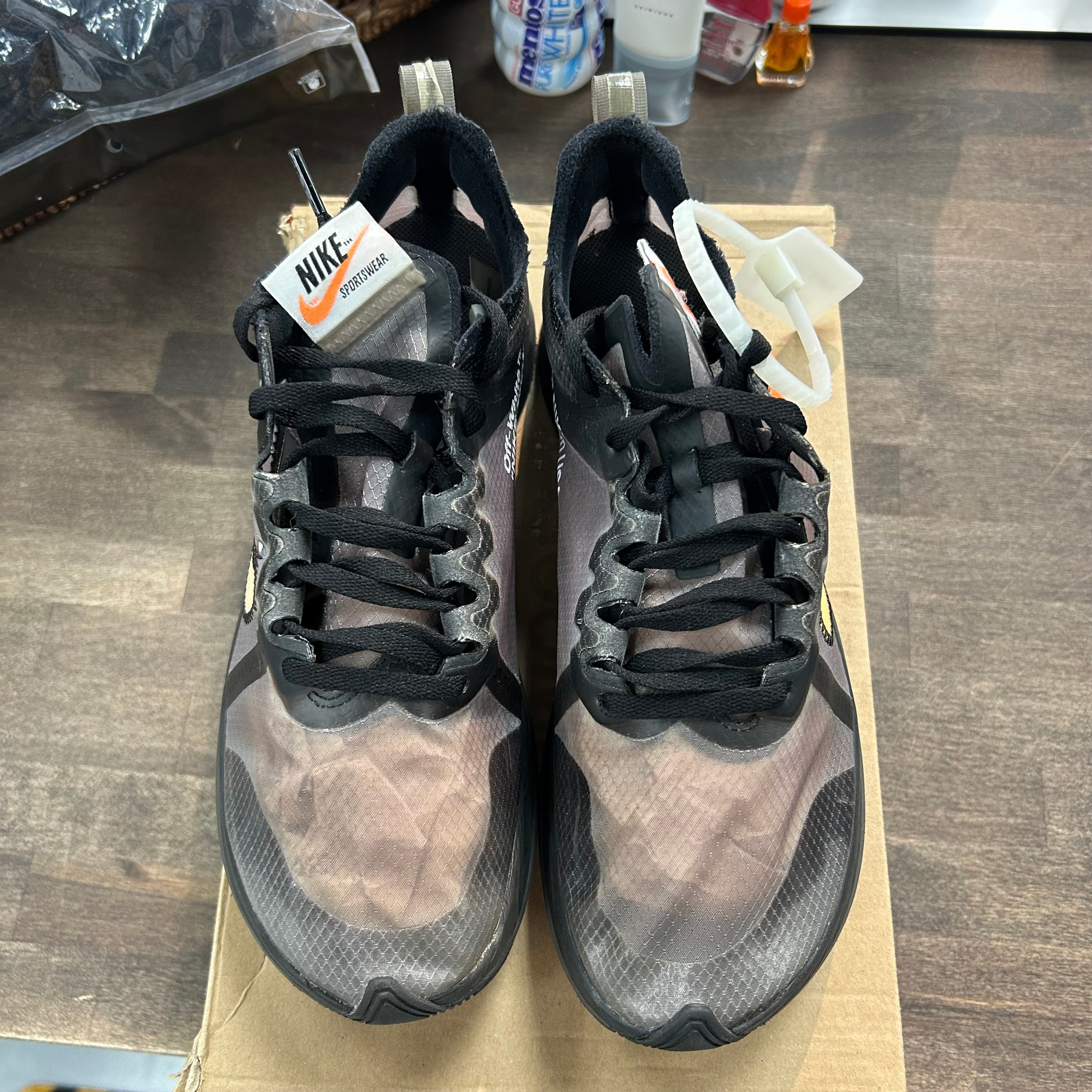 Nike Off-White x Nike Zoom Fly Black Silver (USED) Size 7.5 (Pre-Owned) - Image 2