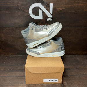 Jordan 3 Retro Premium Heiress Metallic Silver (GS) Size 7Y (Pre-Owned) - front