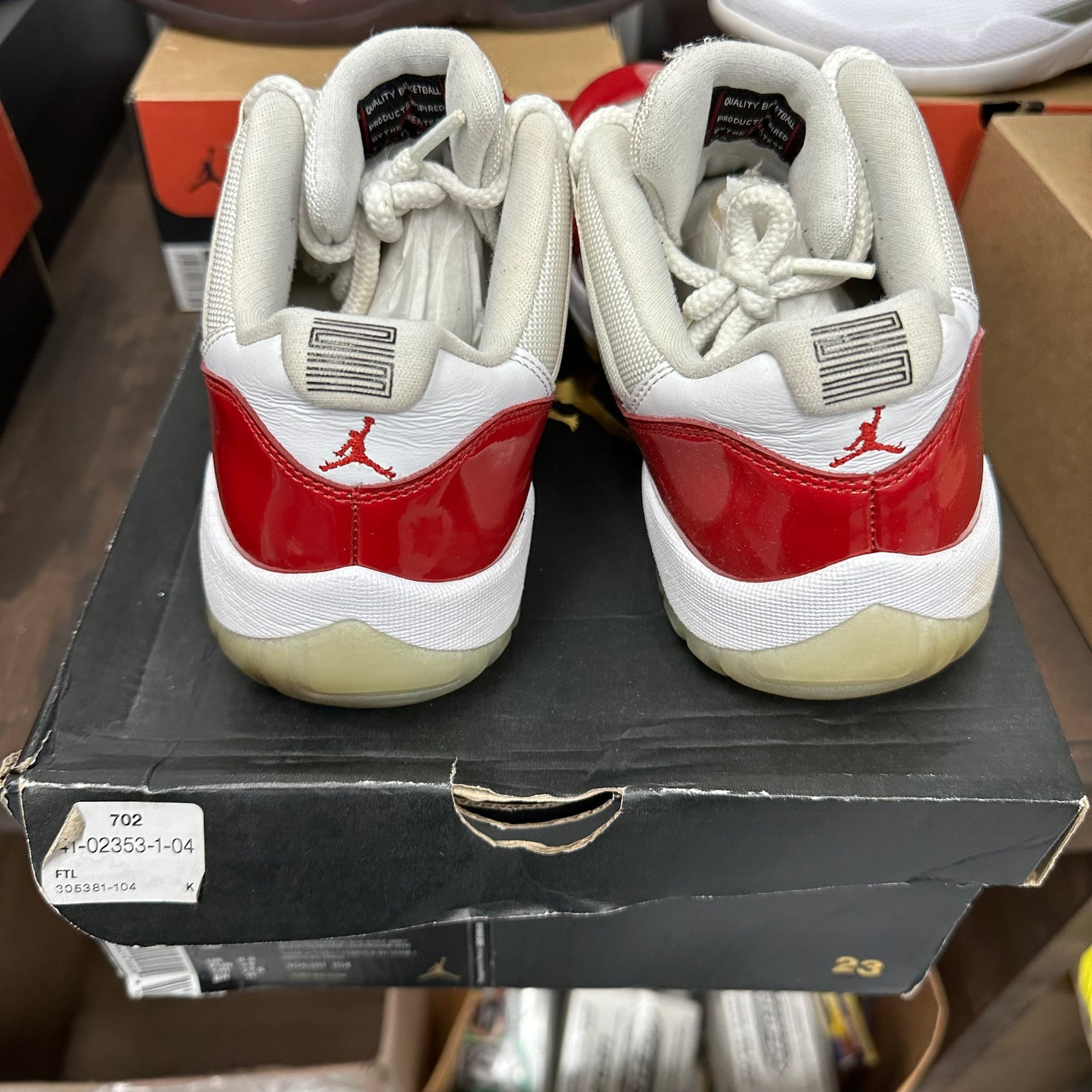 Cherry Jordan 11 Low (USED, Replacement Box)