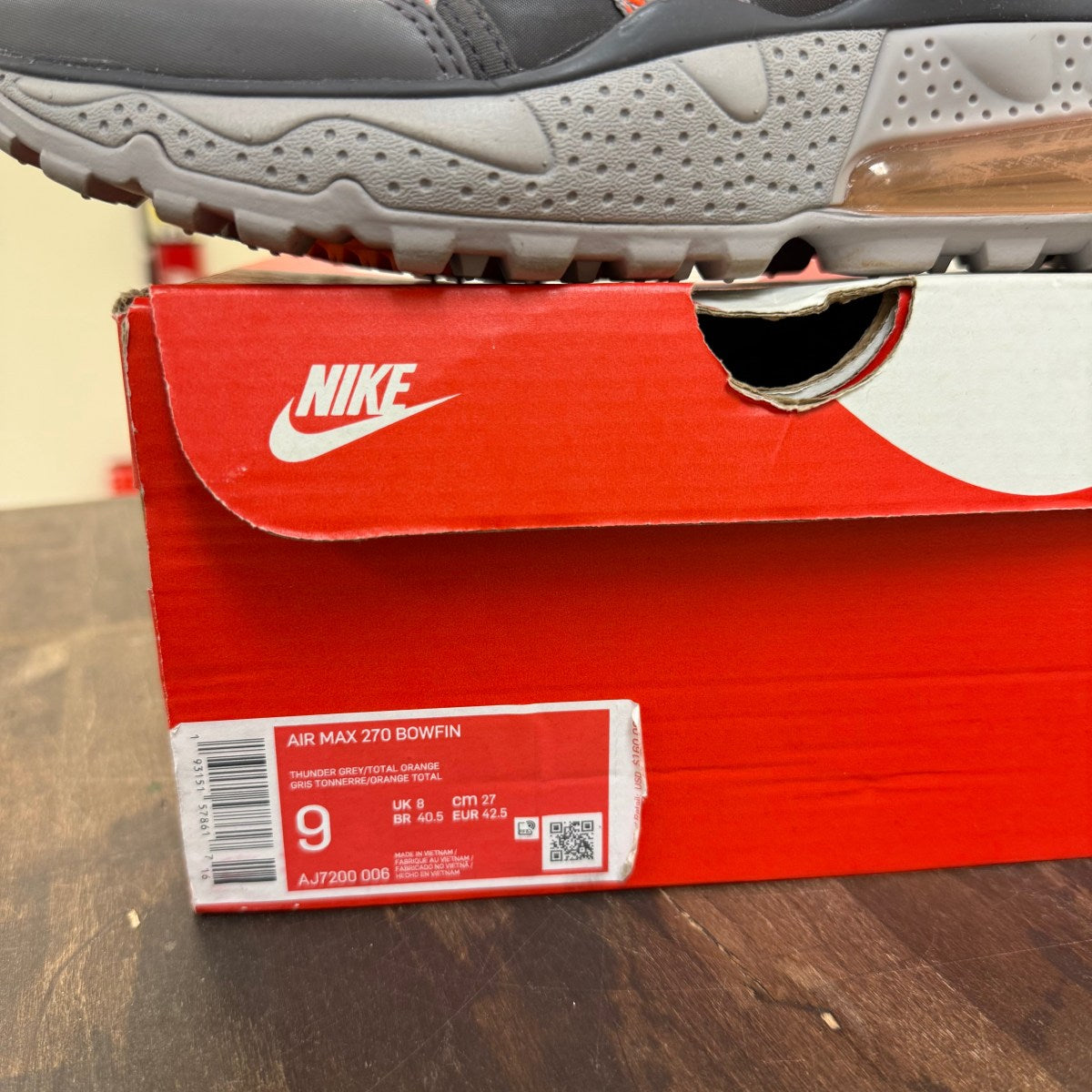 Nike Air Max 270 Bowfin Thunder Grey Total Orange - Image 6