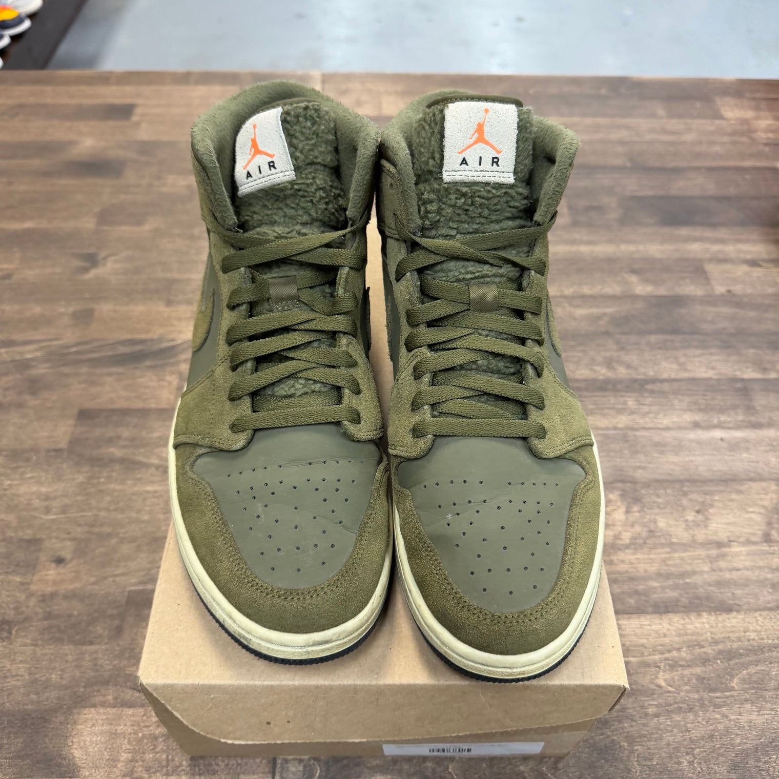 Olive Canvas Jordan 1 Mid (2018) (USED, No Box)