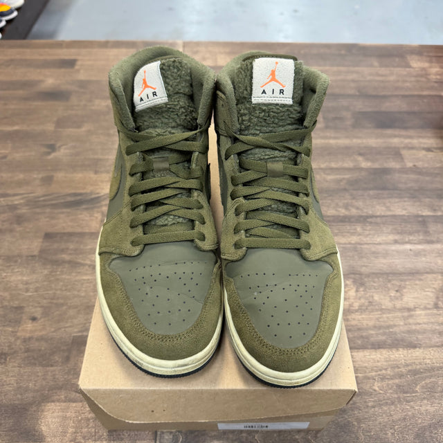 Olive Canvas Jordan 1 Mid (2018) (USED, No Box)