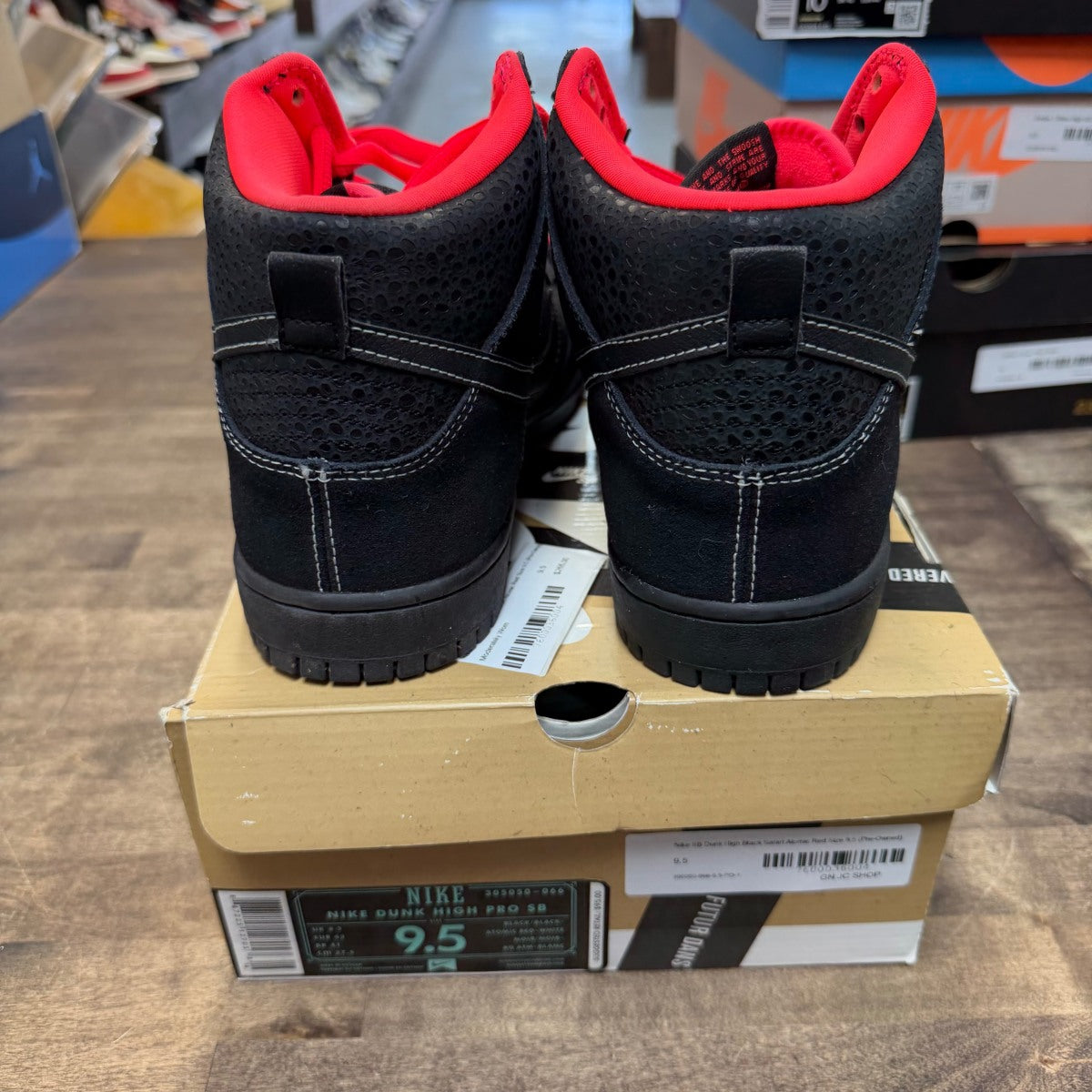 Nike SB Dunk High Black Safari Atomic Red - Image 8