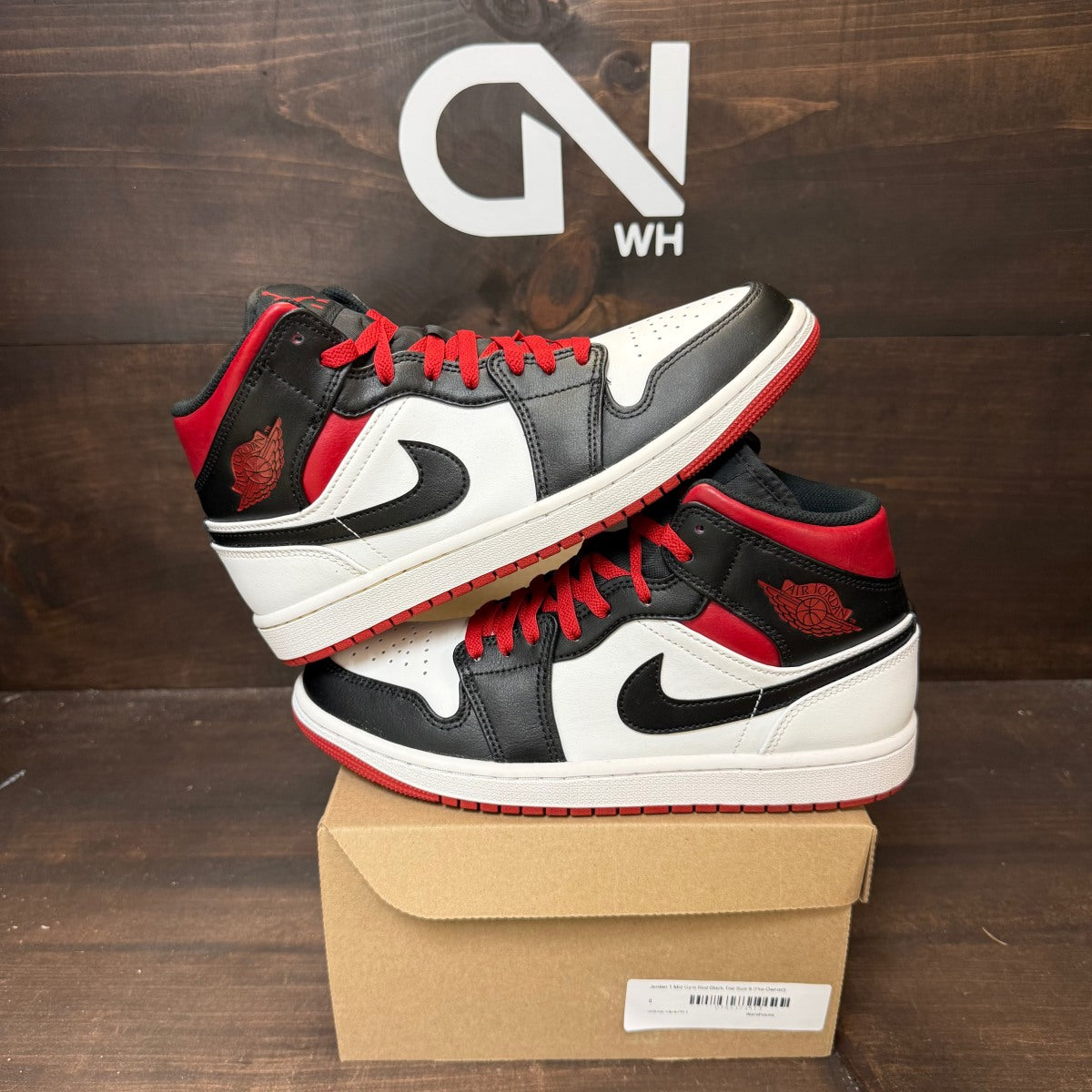 Jordan 1 Mid Gym Red Black Toe Size 8 (Pre-Owned) - Image 1
