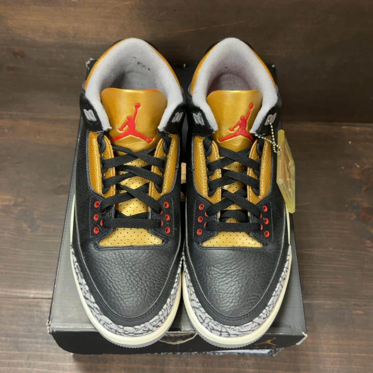 Jordan 3 Retro Black Cement Gold (Women's) Size 10.5W (Pre-Owned) - tag