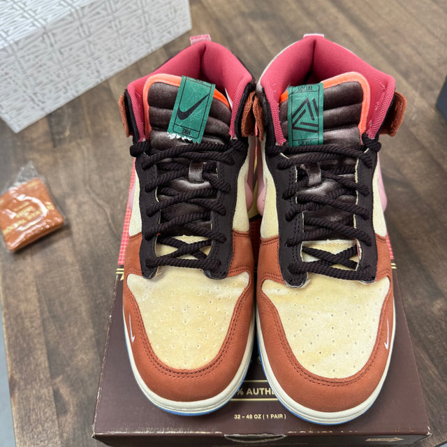 Social Status Free Lunch Chocolate Milk Dunk Mid (USED)