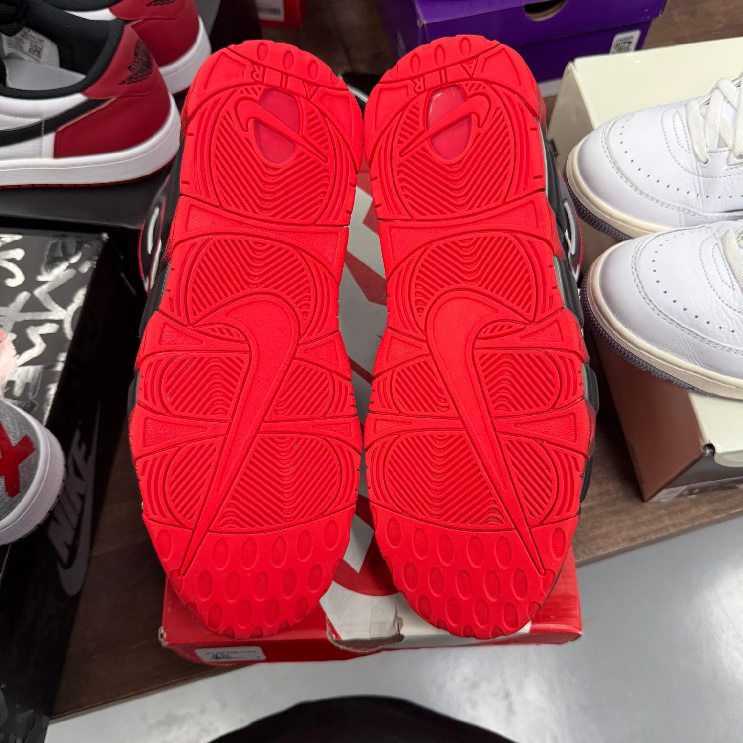 Nike Air More Uptempo Black White Laser Crimson (US 11) (Lightly Worn)