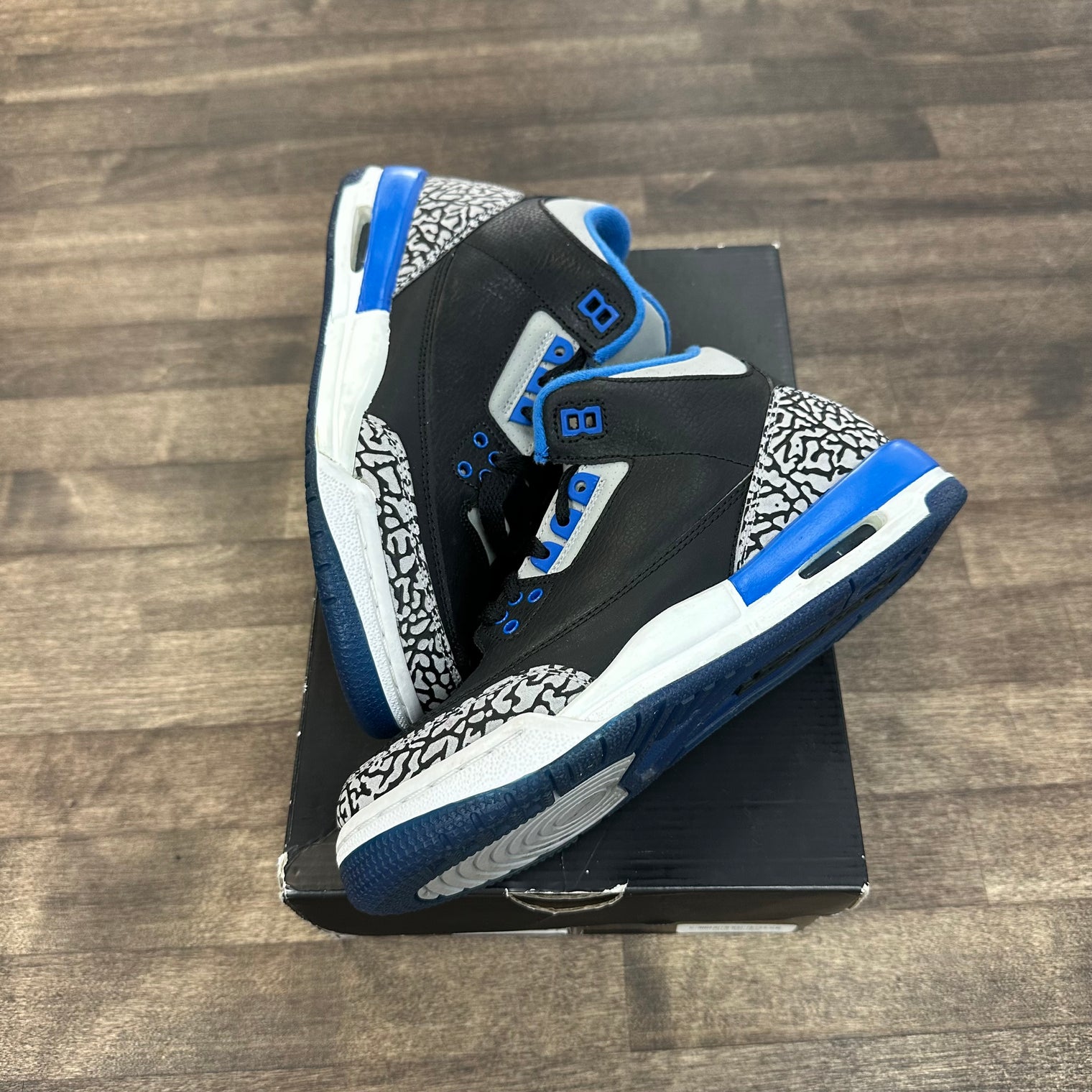 Sport Blue Jordan 3 Retro (GS) (USED, No Box)