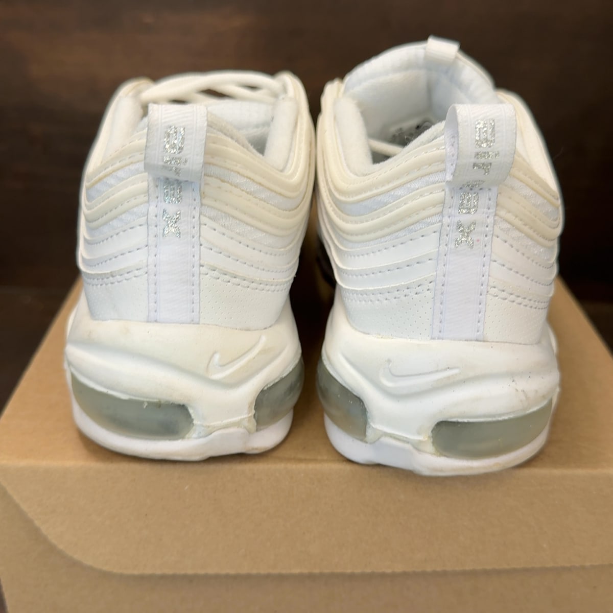 Nike Air Max 97 White Metallic Silver (GS) Size 6.5Y (Pre-Owned) - aux