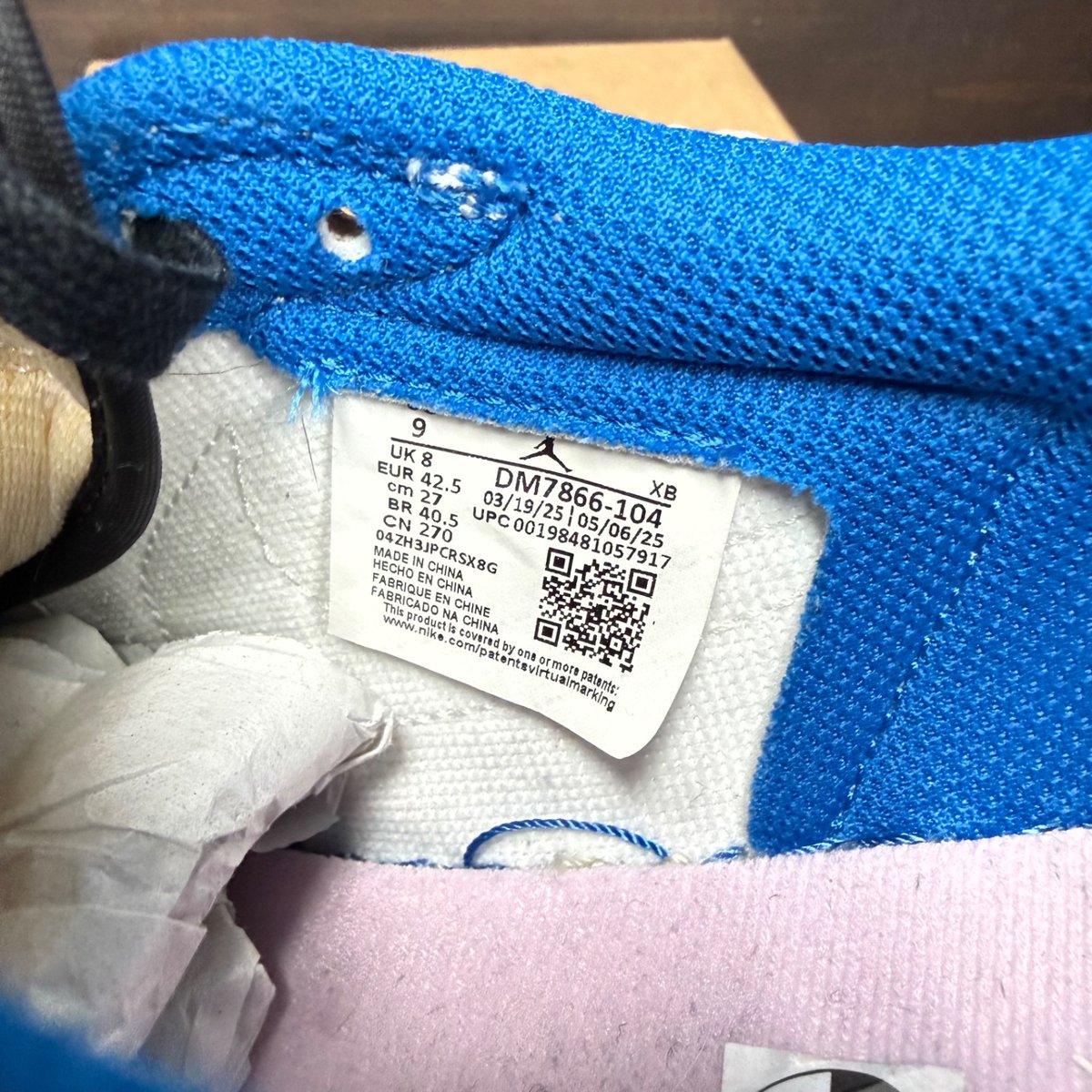 Jordan 1 Retro Low OG SP Fragment x Travis Scott Sail Military Blue Size 9 (Pre-Owned) - aux