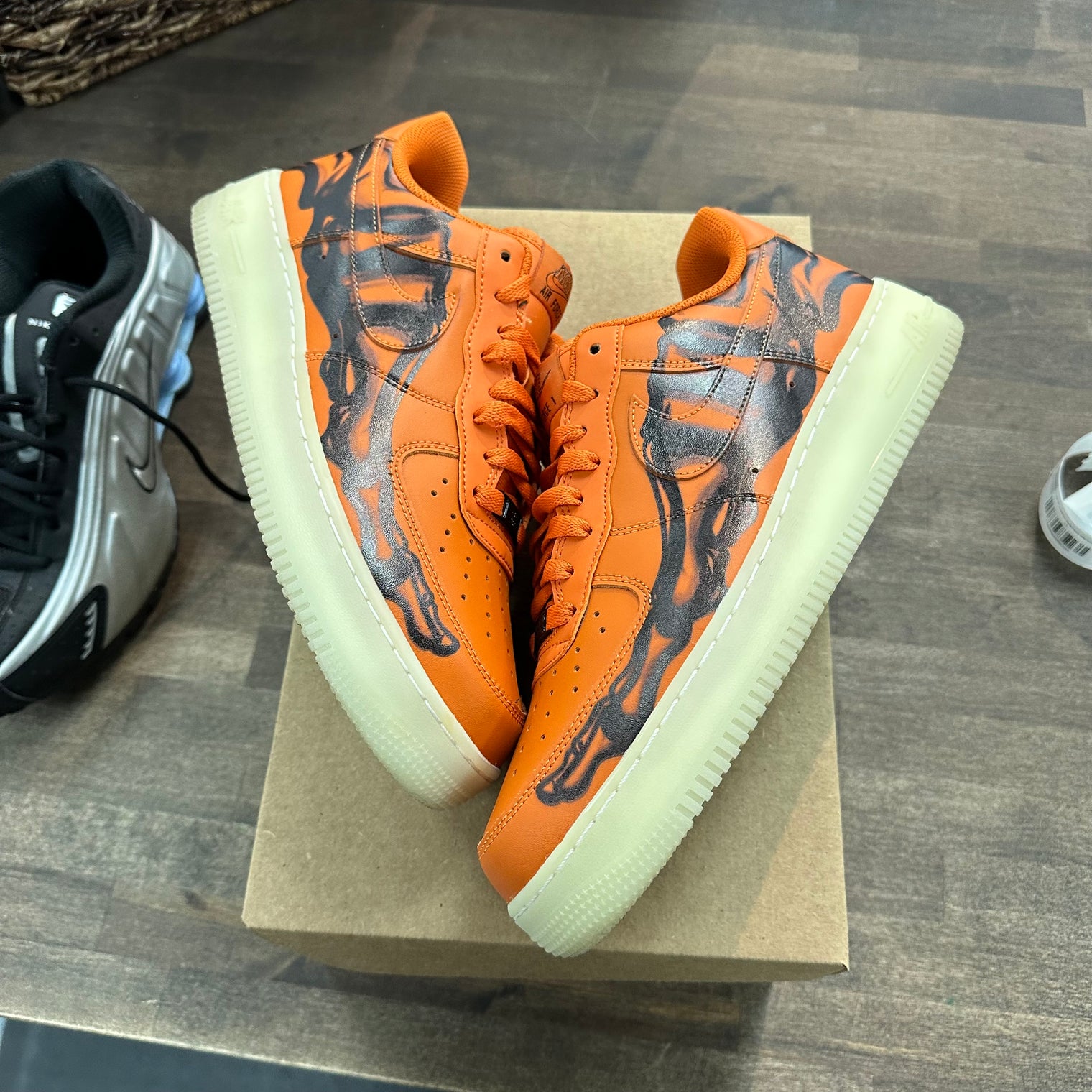 Nike Air Force 1 Low Orange Skeleton Halloween (2020) (US 10.5) (USED, No Insoles, No Box)