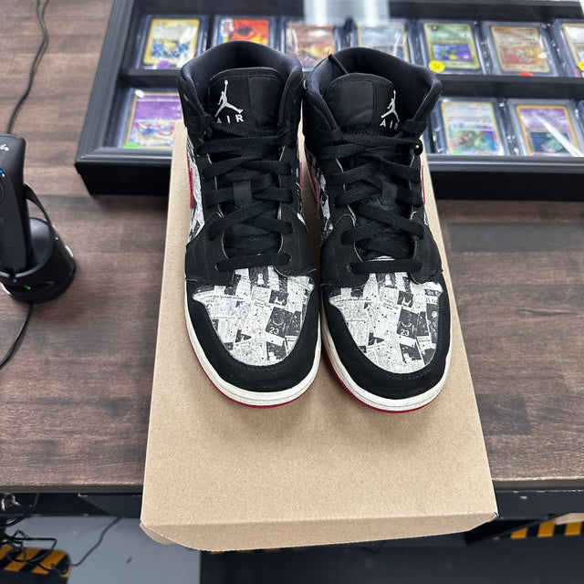 (GS) Jordan 1 Mid Newspaper Air Times (USED,NO BOX)