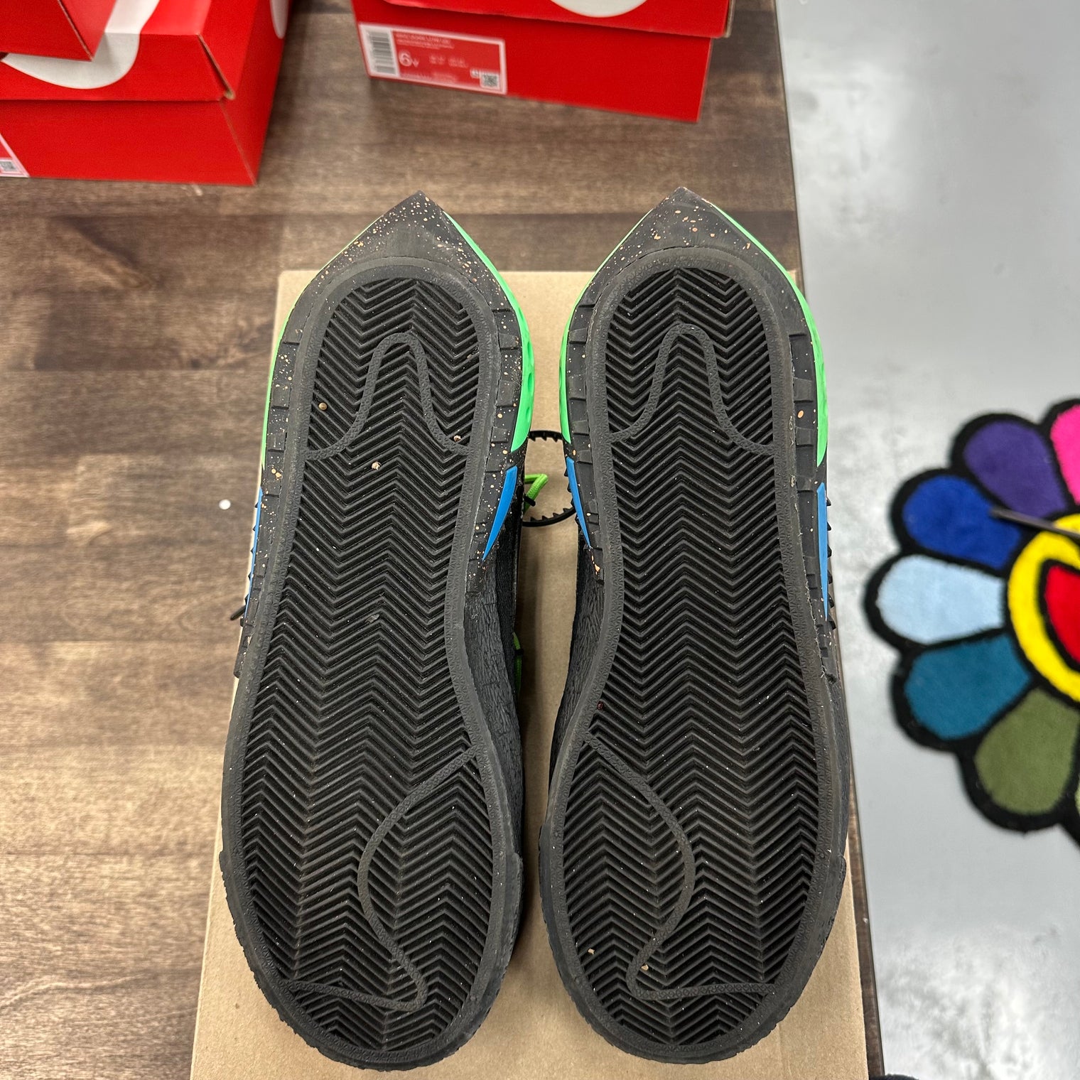 Off-White Black Electro Green Nike Blazer Low (USED,No Box)