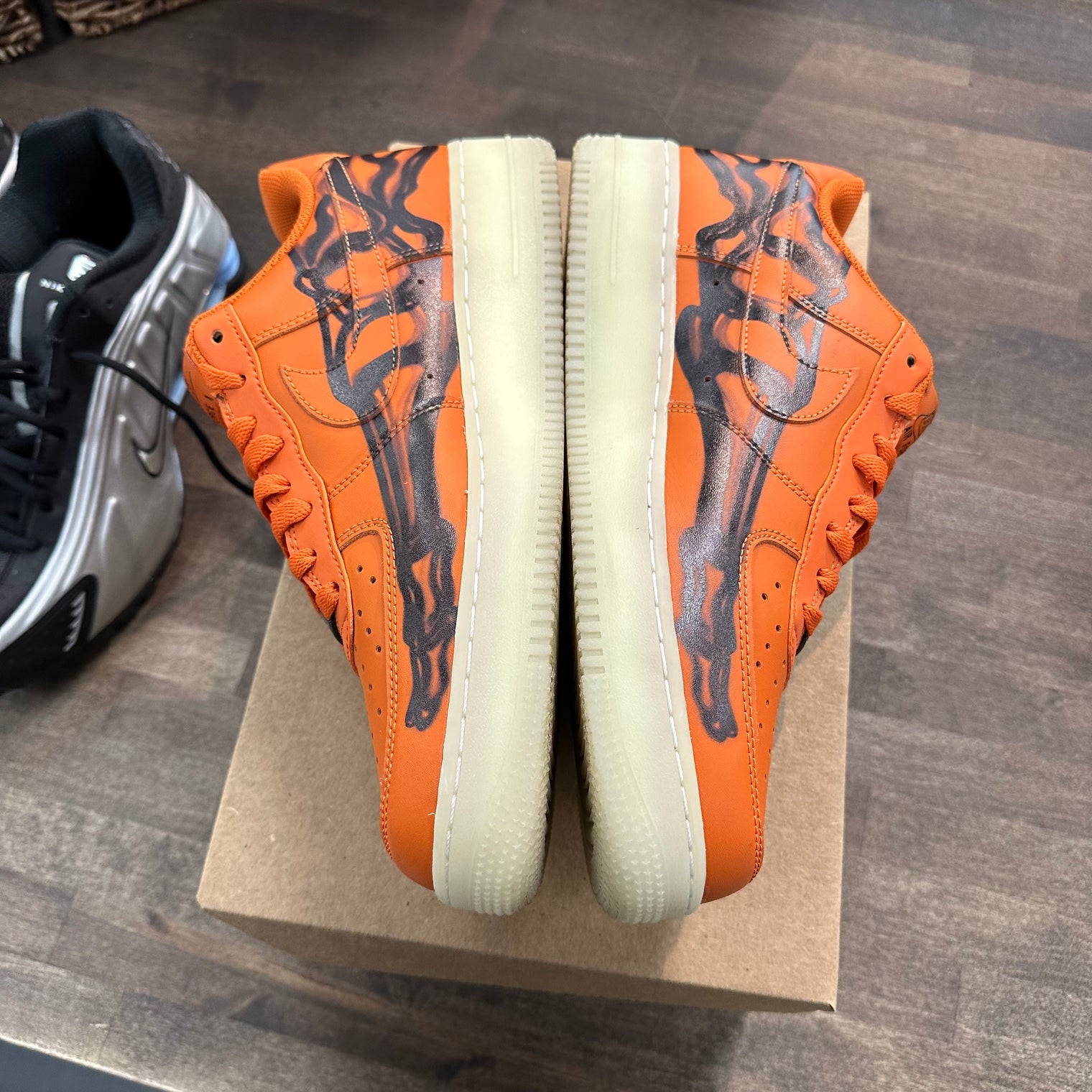 Nike Air Force 1 Low Orange Skeleton Halloween (2020) (US 10.5) (USED, No Insoles, No Box)