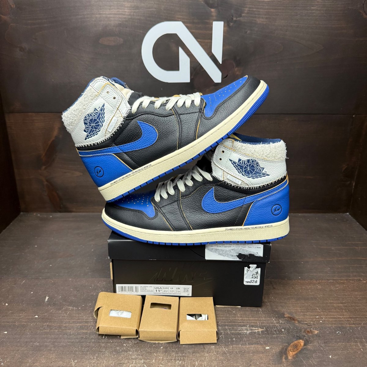 Jordan 1 Retro High OG SP Fragment x Union LA Sport Royal Size 11.5 (Pre-Owned) - front