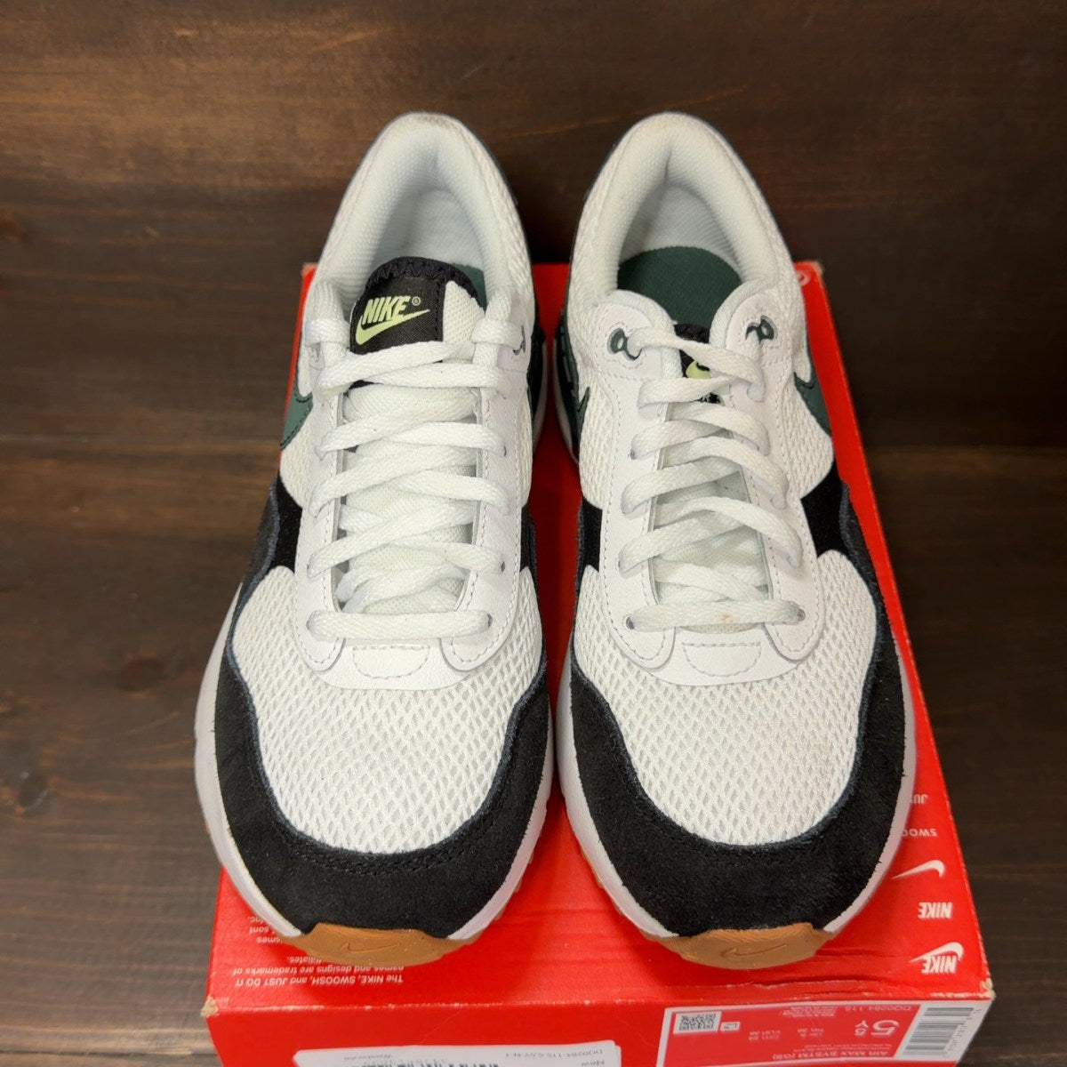 Nike Air Max SYSTM White Black Barely Volt Vintage Green (GS) - Image 3