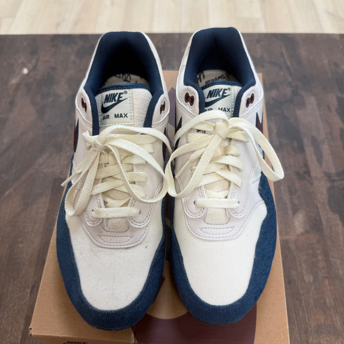 Nike Air Max 1 Coconut Milk Burgundy Crush Navy - Image 2