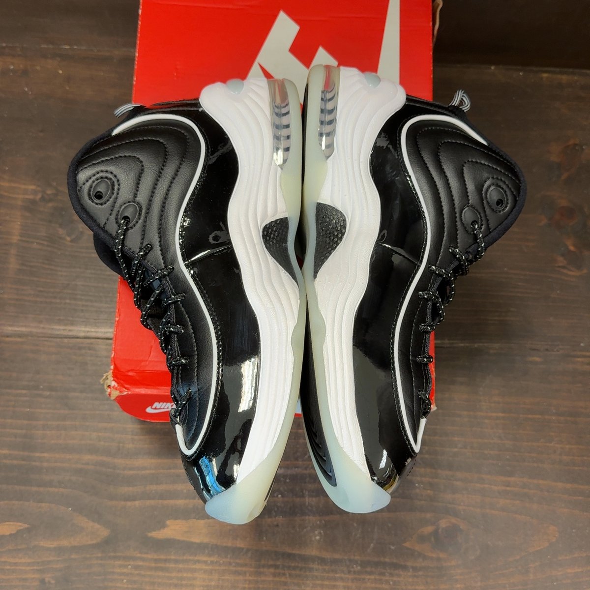 Nike Air Penny 2 Black Patent Football Grey Size 9.5 (Pre-Owned) - aux