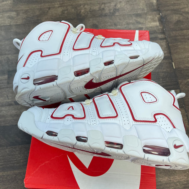 White Varsity Red Outline Air More Uptempo (USED)