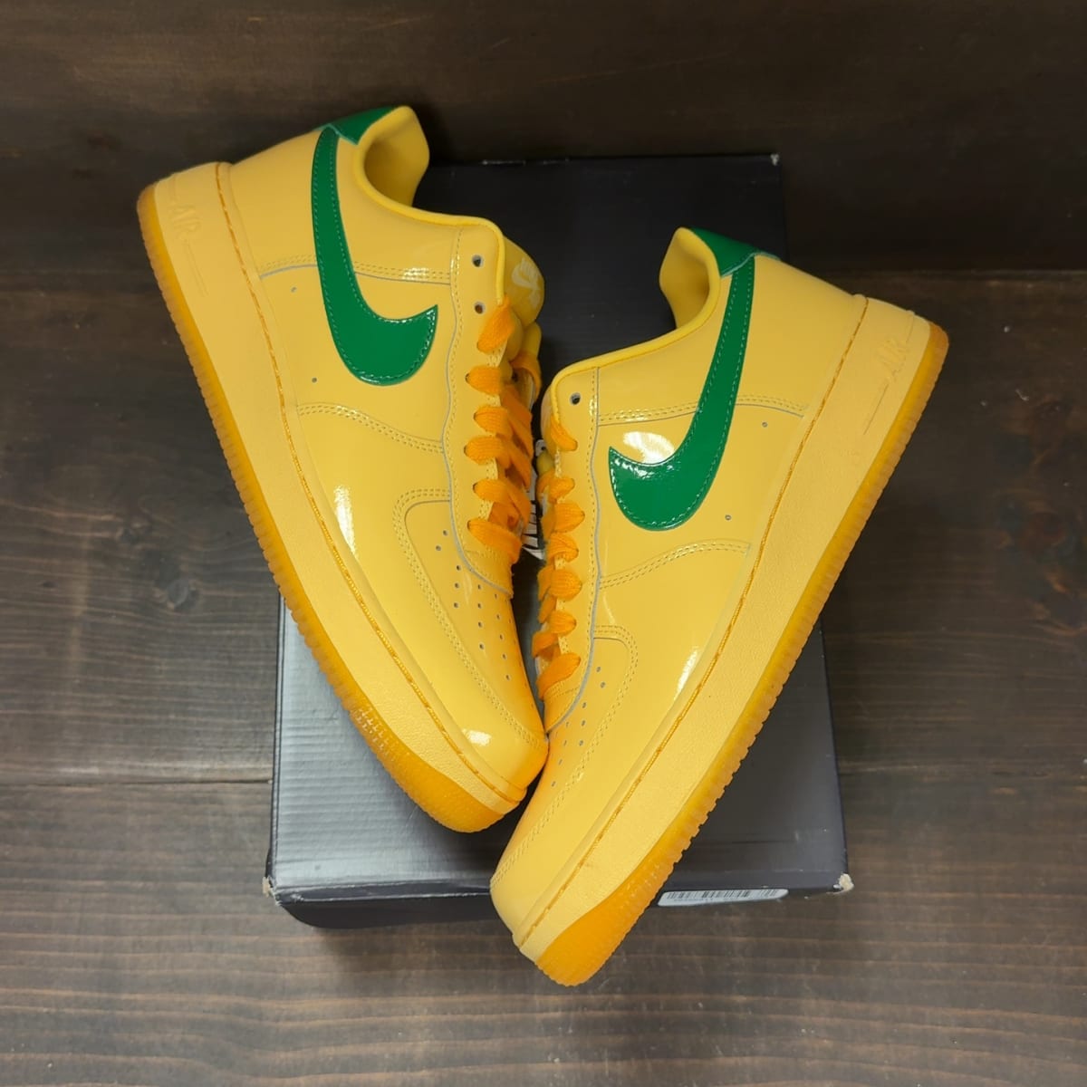 Nike Air Force 1 Low Patent Leather Topaz Gold Pine Green Size 10.5 (Pre-Owned) - back