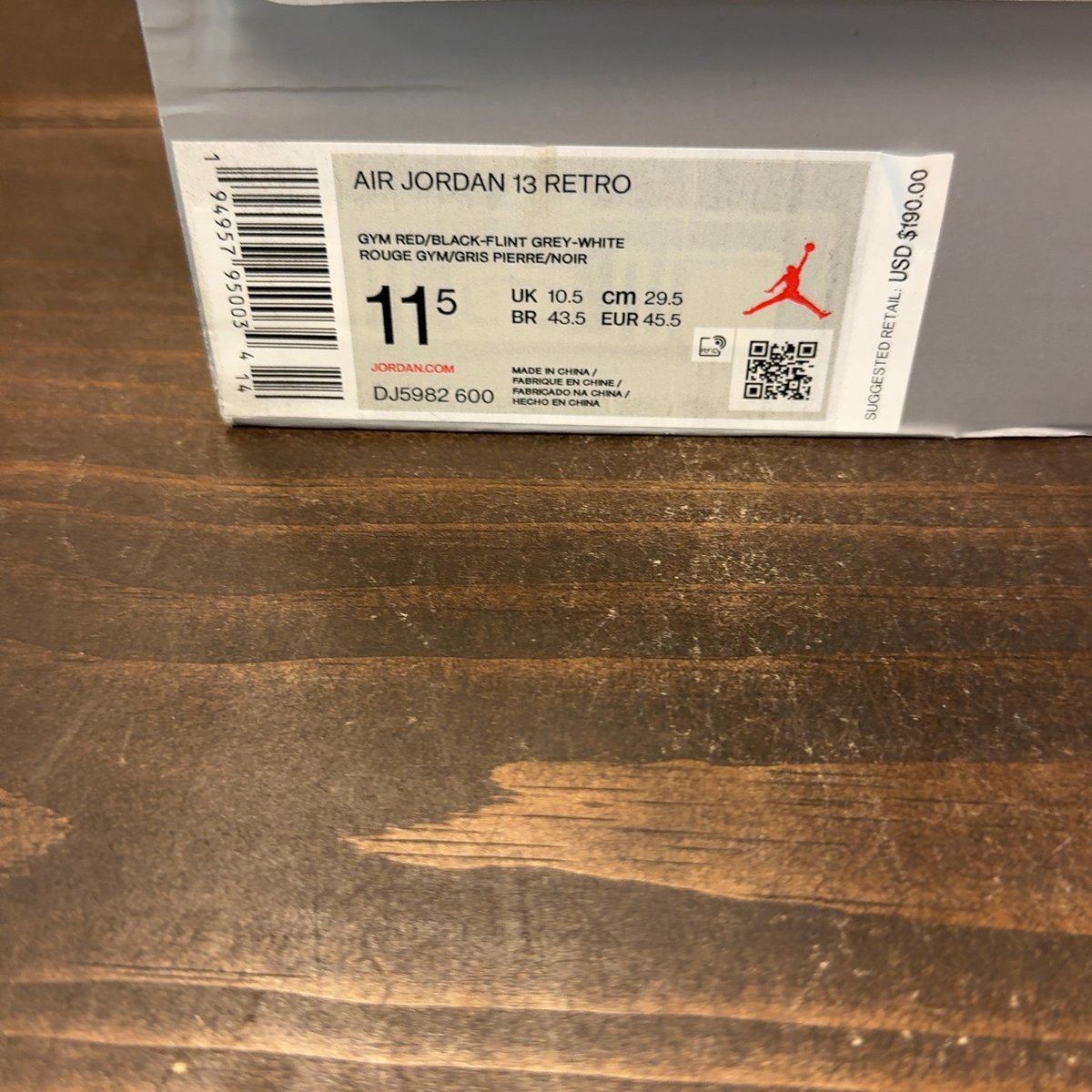 Jordan 13 Retro Gym Red Flint Grey Size 11.5 (Pre-Owned) - aux
