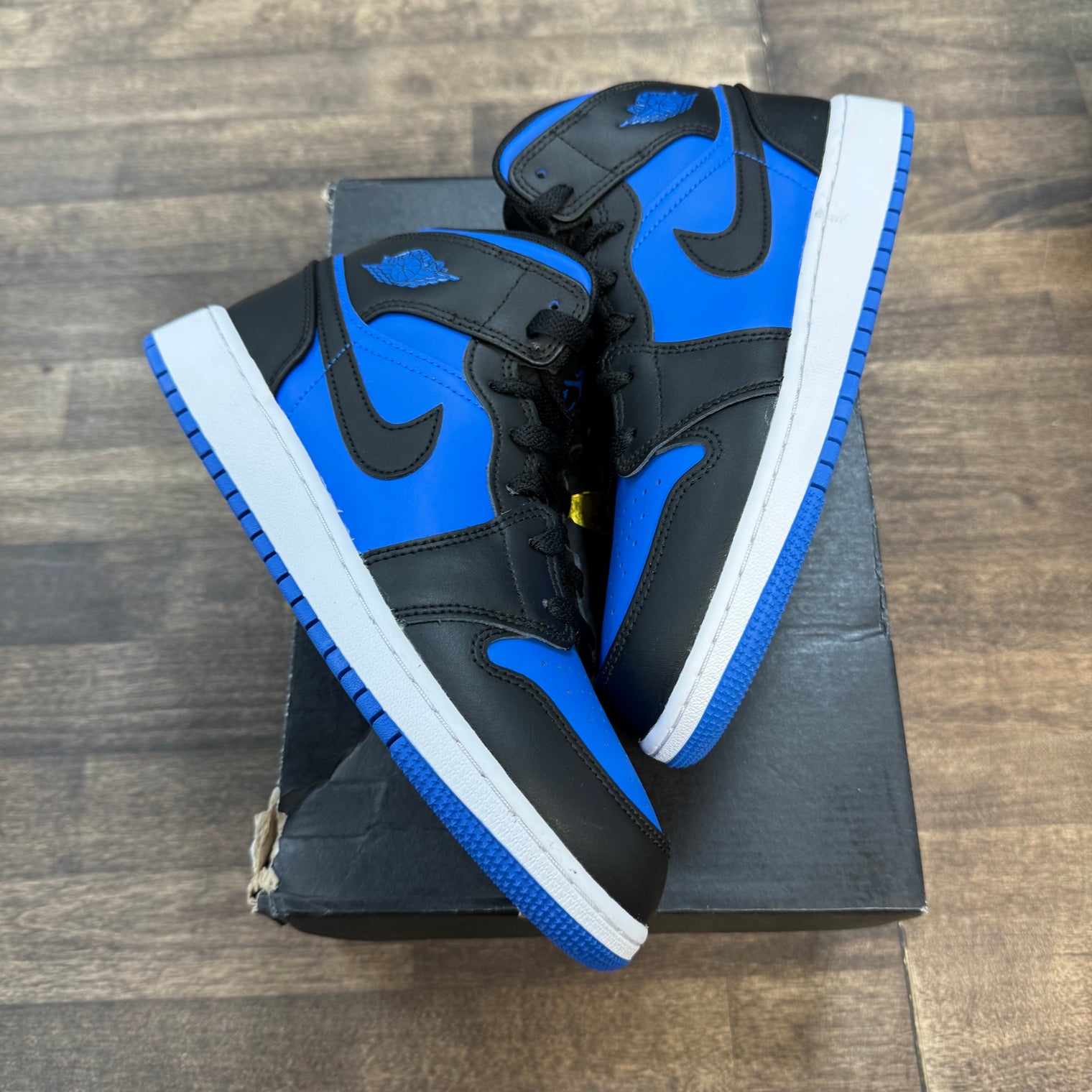 Black Royal Blue Jordan 1 Mid (GS) (Lightly Worn)