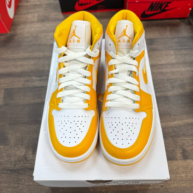 White University Gold Jordan 1 Mid (W) (Lightly Worn)