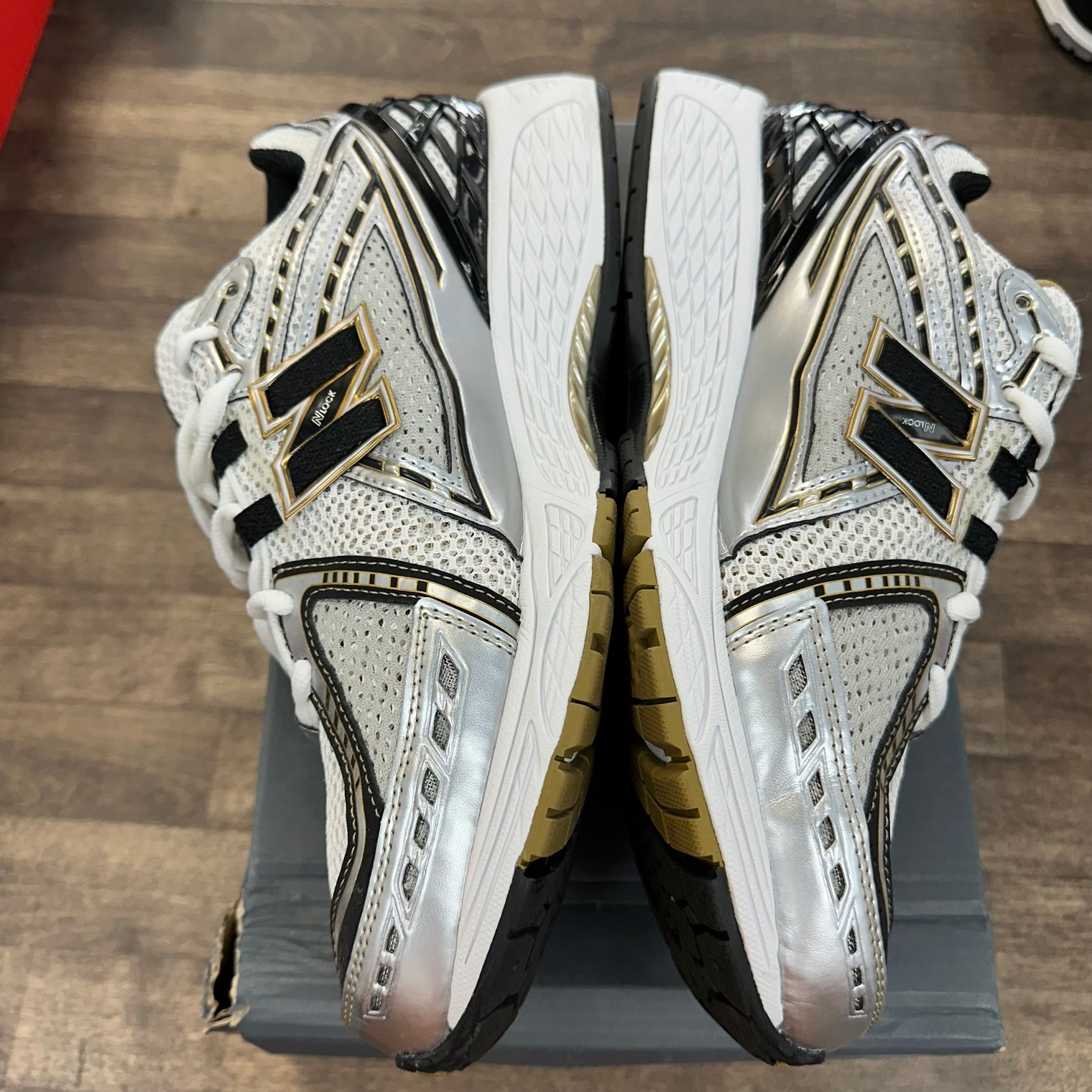 White Metallic Gold New Balance 1906R (Lightly Worn)