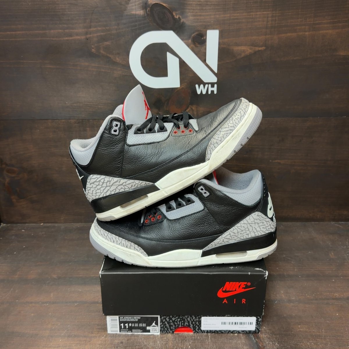 Jordan 3 Retro OG Black Cement (2024) Size 11.5 (Pre-Owned) - front