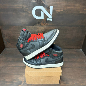 Jordan 1 Retro High Black Satin Gym Red Black (GS) Size 7Y (Pre-Owned) - Image 1