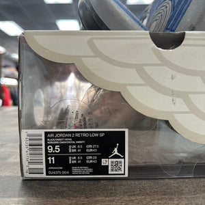 Jordan 2 Retro Low SP Off-White Black Blue Size 9.5 (Moderately Worn Pre-Owned)