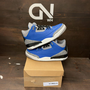 Jordan 3 Retro Varsity Royal Cement Size 8.5 (Pre-Owned) - front