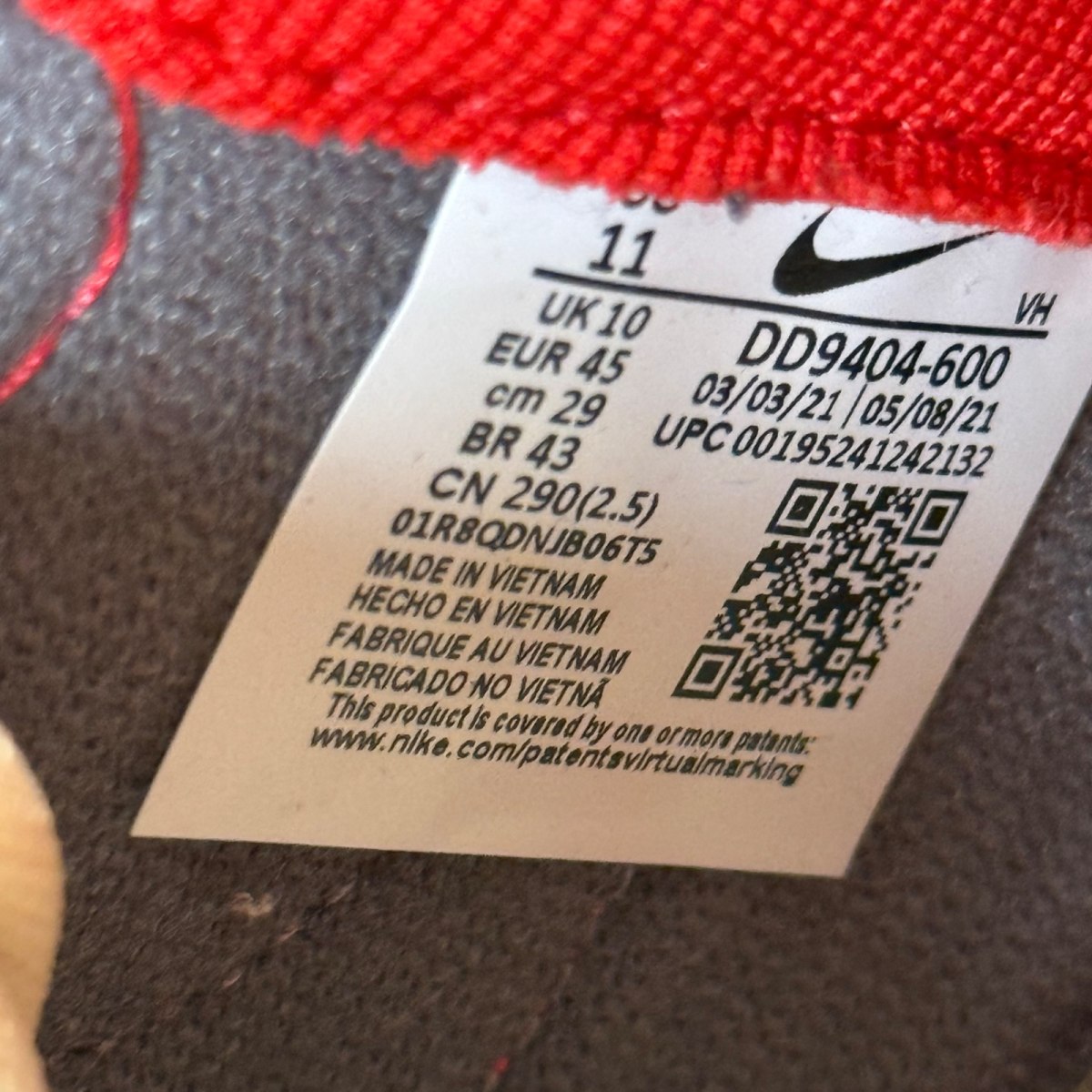 Nike Dunk High 1985 Red Acid Wash Size 11 (Pre-Owned) - Image 8