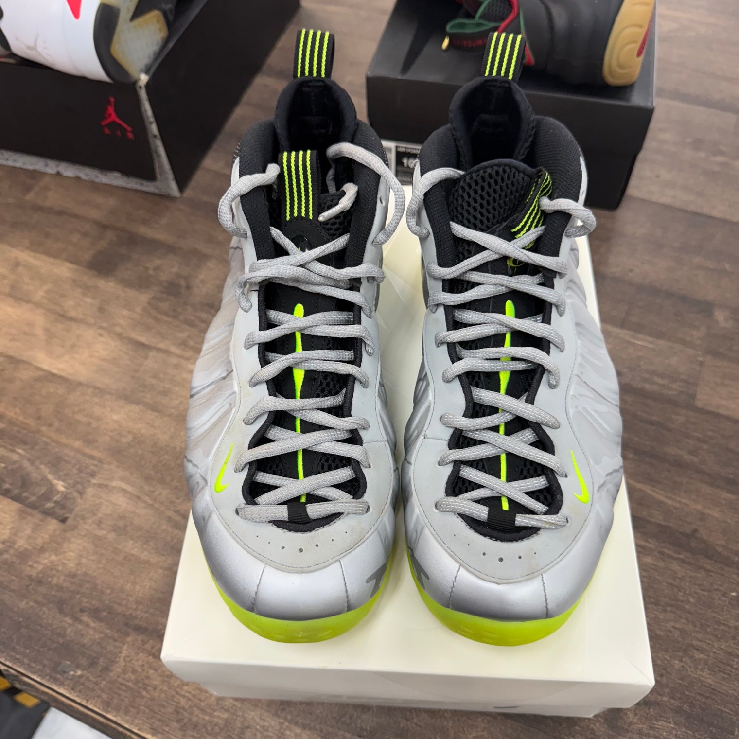 Silver Volt Camo Air Foamposite One (USED)