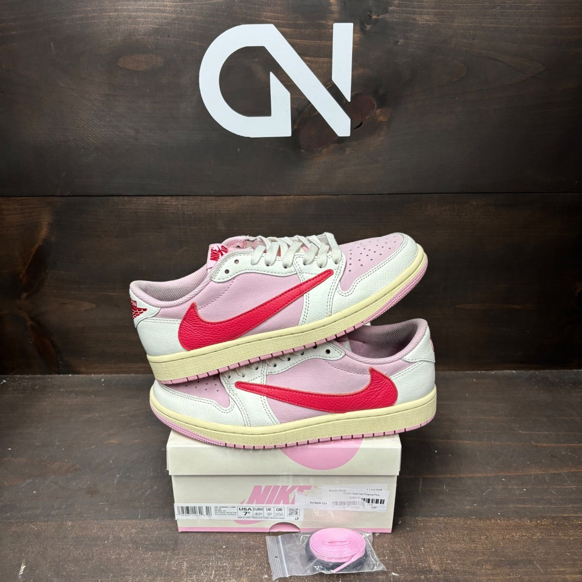 Jordan 1 Retro Low OG SP Travis Scott Sail Tropical Pink - Image 1