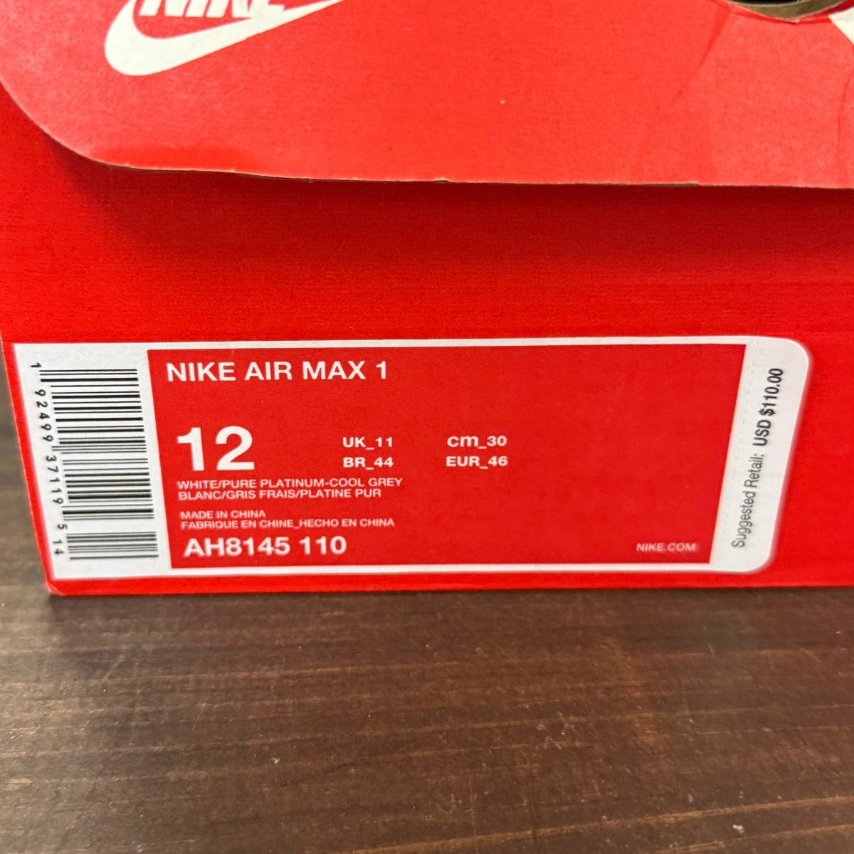 Nike Air Max 1 White Pure Platinum - Image 6