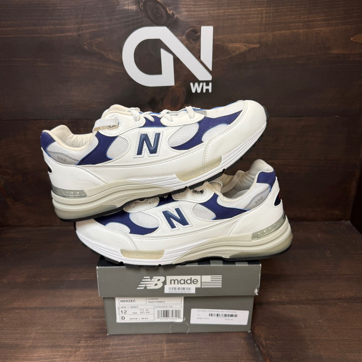 New Balance 992 White Navy - Image 1
