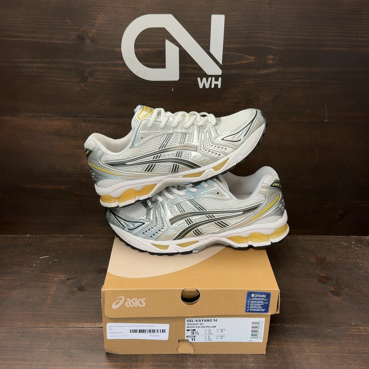ASICS GEL-Kayano 14 Tai Chi Yellow Size 9.5 (Pre-Owned) - front