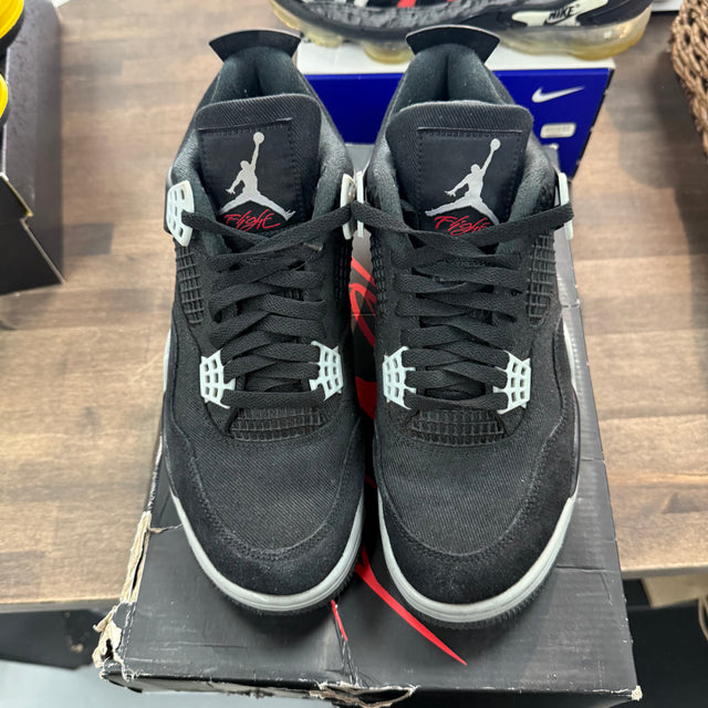 Black Canvas Jordan 4 Retro (USED, No Insoles)