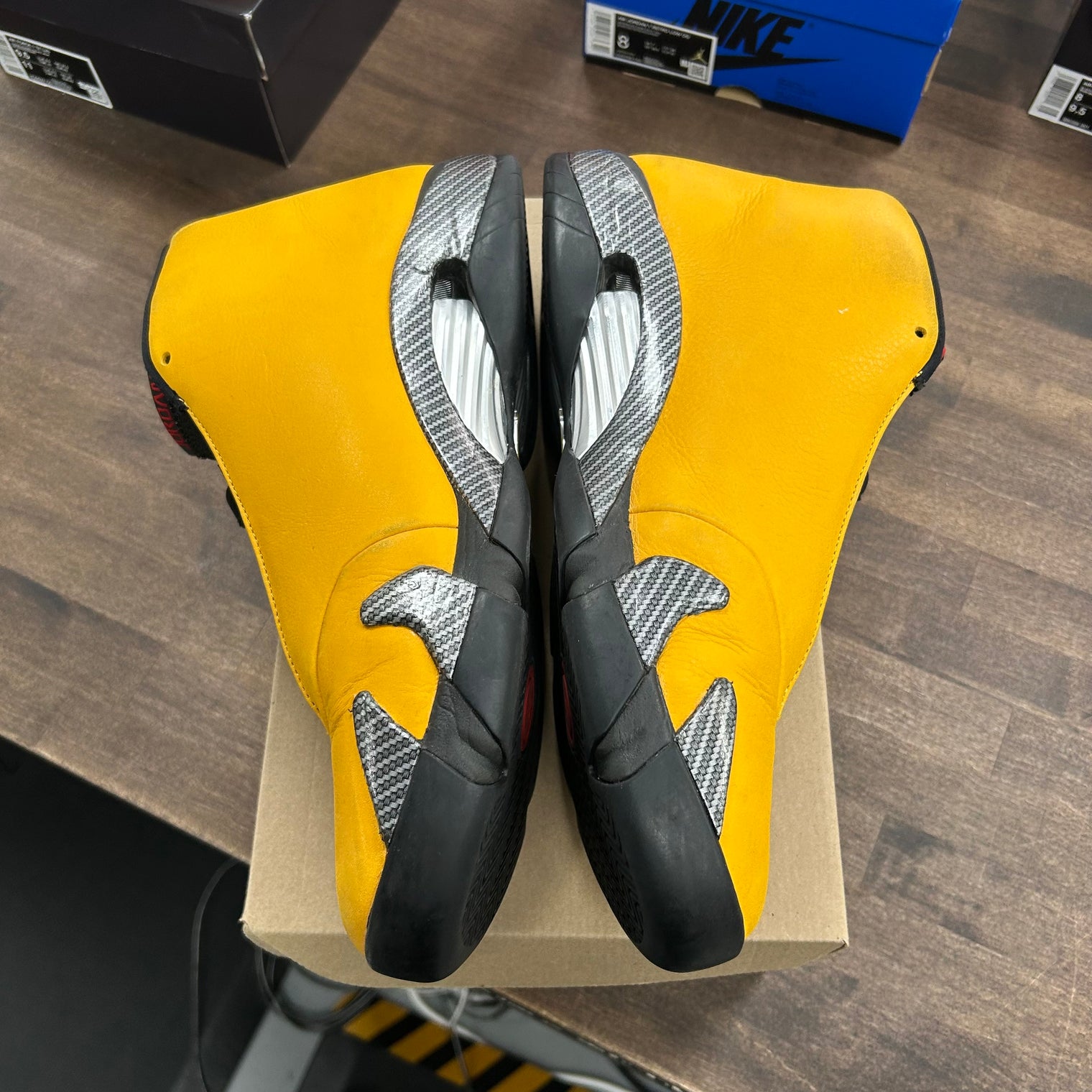 University Gold Ferrari Jordan 14 Retro (USED, No Box)