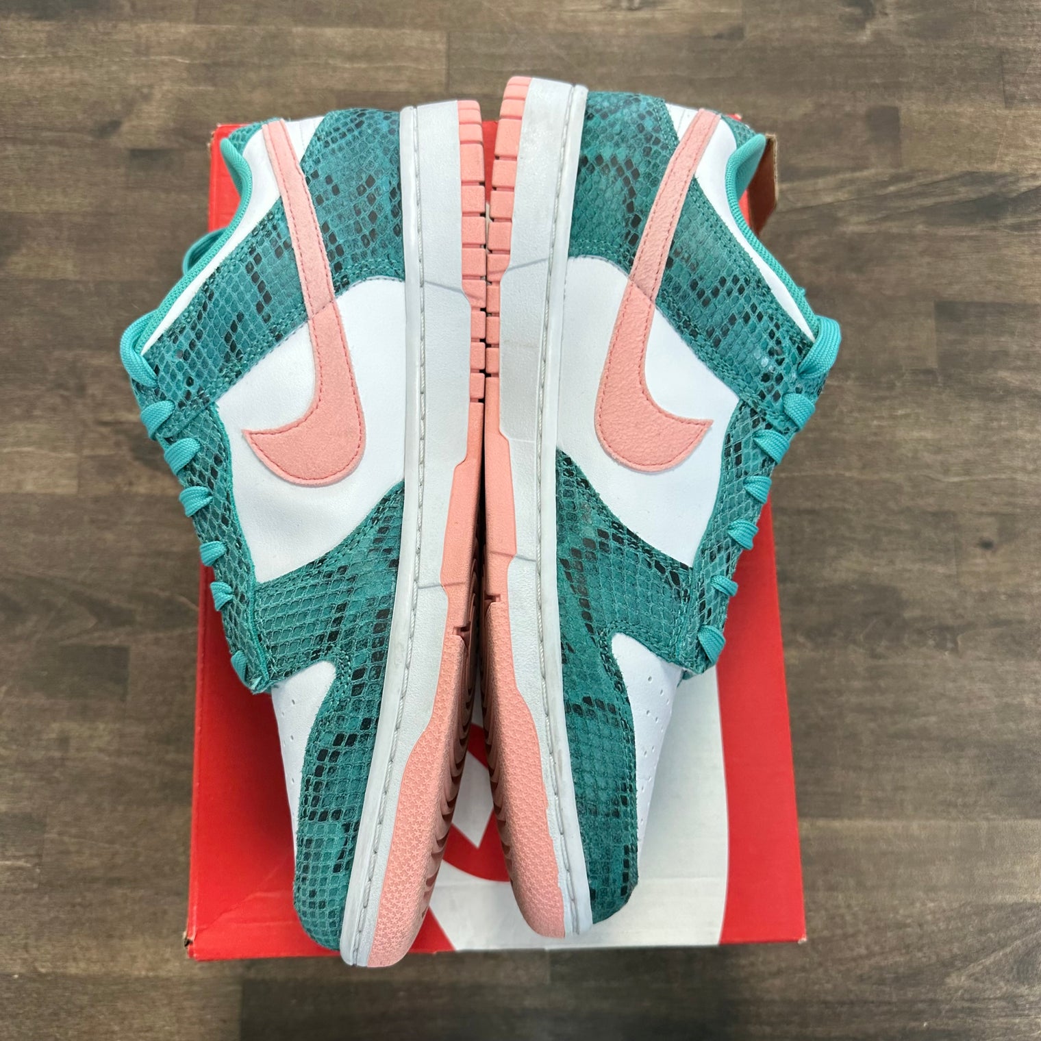 Snakeskin Washed Teal Bleached Coral Nike Dunk Low (USED)