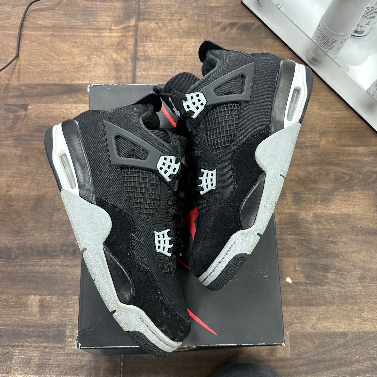 Black Canvas Jordan 4 Retro SE (USED, no insoles)