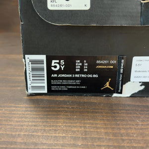 Jordan 3 Retro Black Cement (2018) (GS) Size 5.5Y (Pre-Owned) - aux