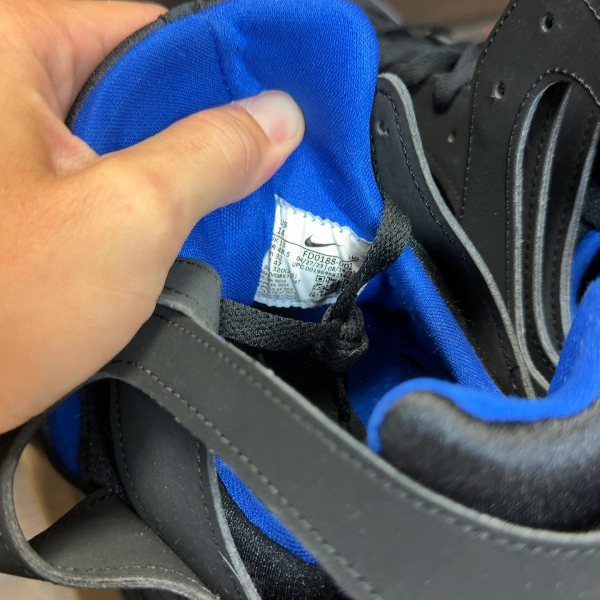 Nike Air Flight Huarache Black Lyon Blue (2024) Size 14 (Pre-Owned) - Image 7
