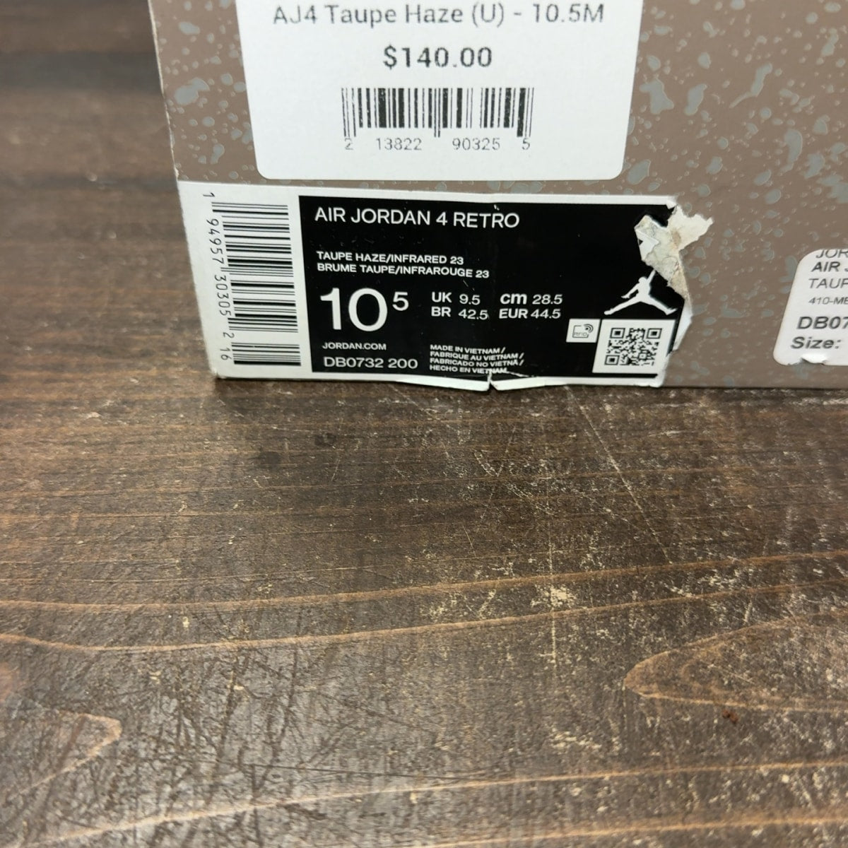 Jordan 4 Retro Taupe Haze Size 10.5 (Pre-Owned) - aux