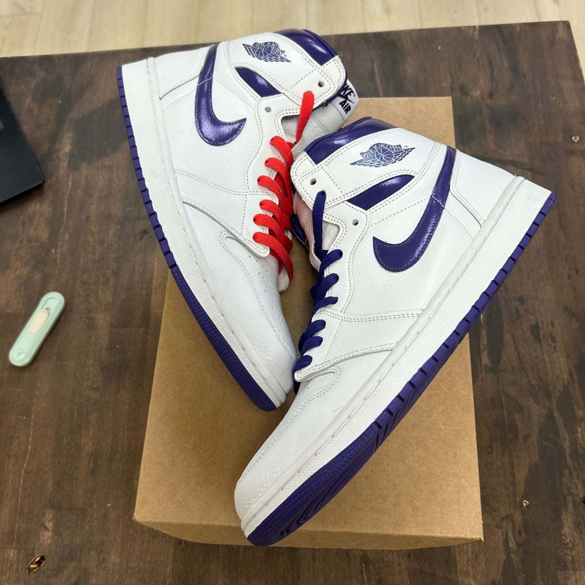 Jordan 1 Retro High Court Purple (Women's) Size 12W (Pre-Owned) - Image 1