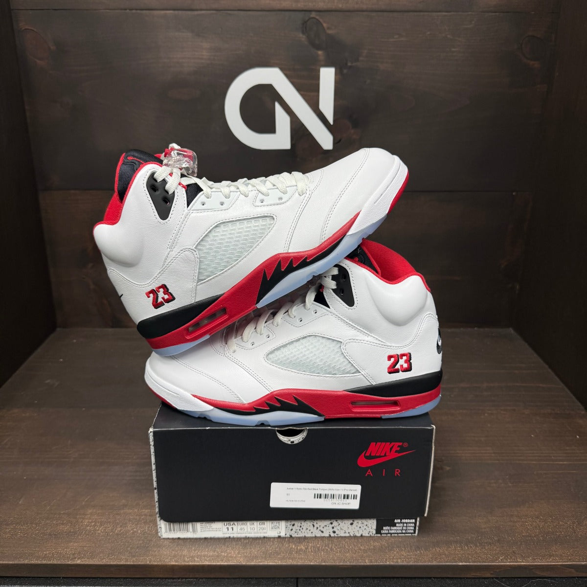 Jordan 5 Retro Fire Red Black Tongue (2025) - Image 1